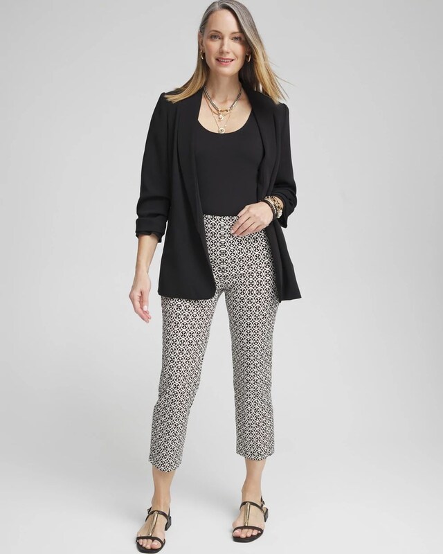 Juliet Tile Print Straight Cropped Pants - image 2
